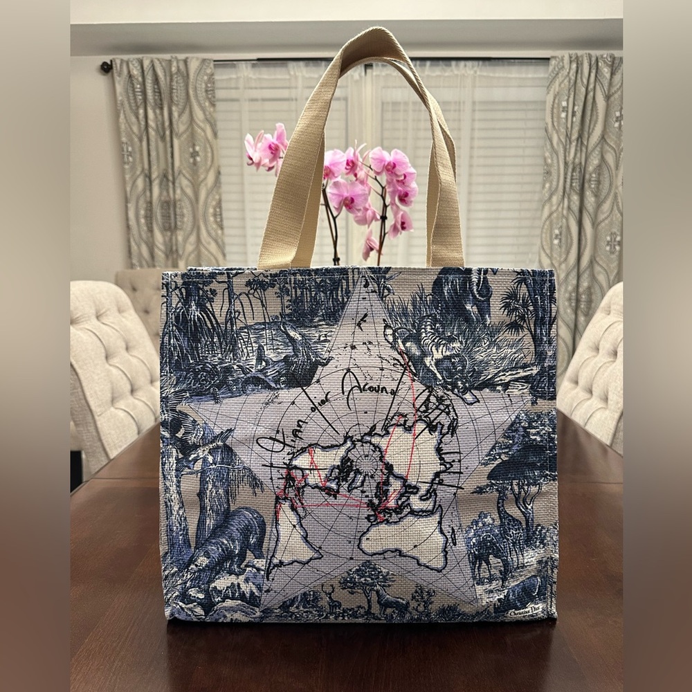NWOB Dior Around the World Raffia Tote Bag
